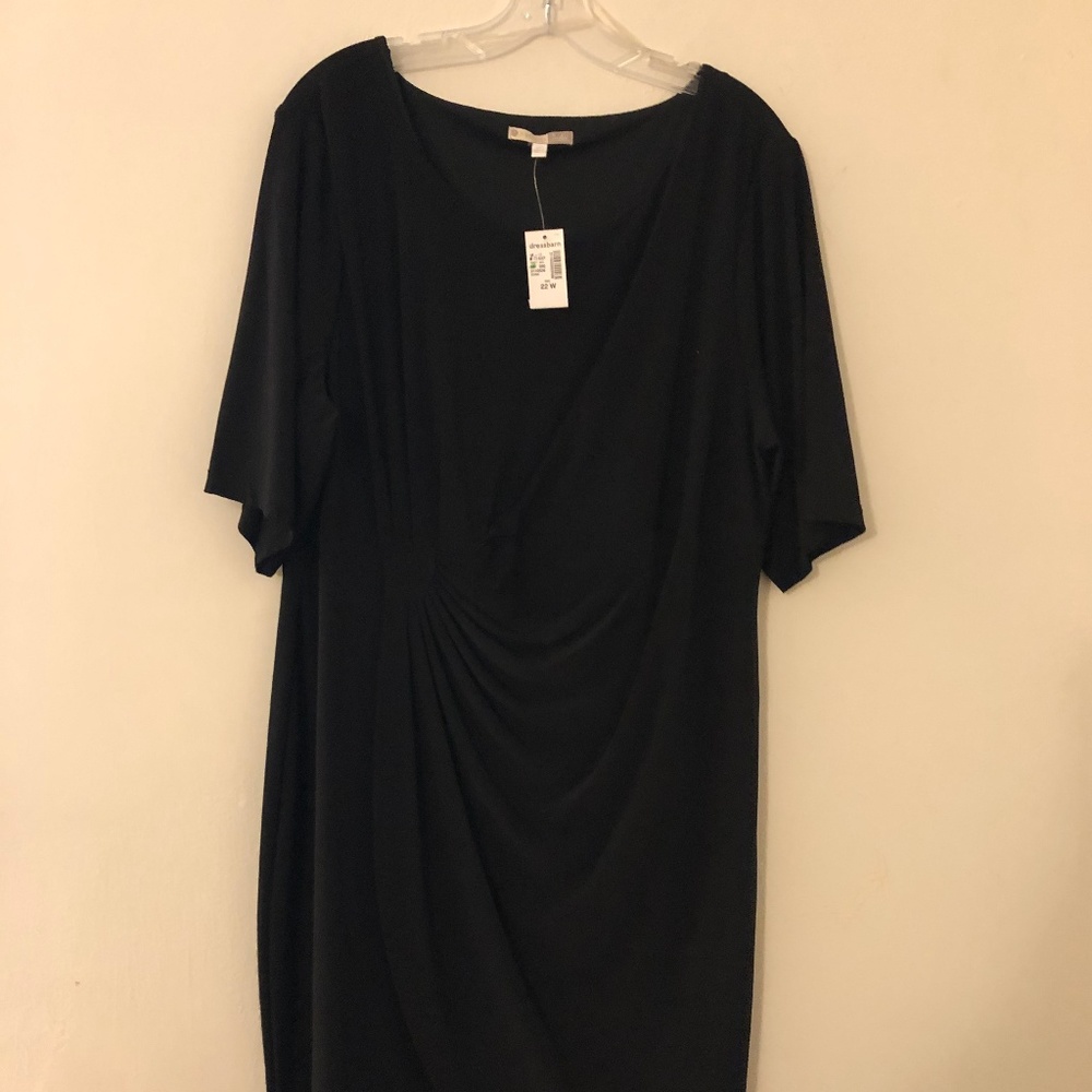 Dress Barn Sz 22W Black Faux Wrap Dress